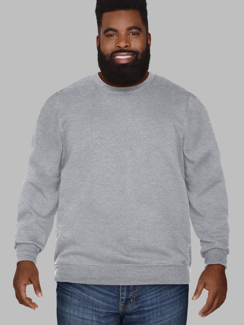 Men's Fruit Of The Loom Big Eversoft® Fleece Crew Sweatshirt Grey | HBG570298