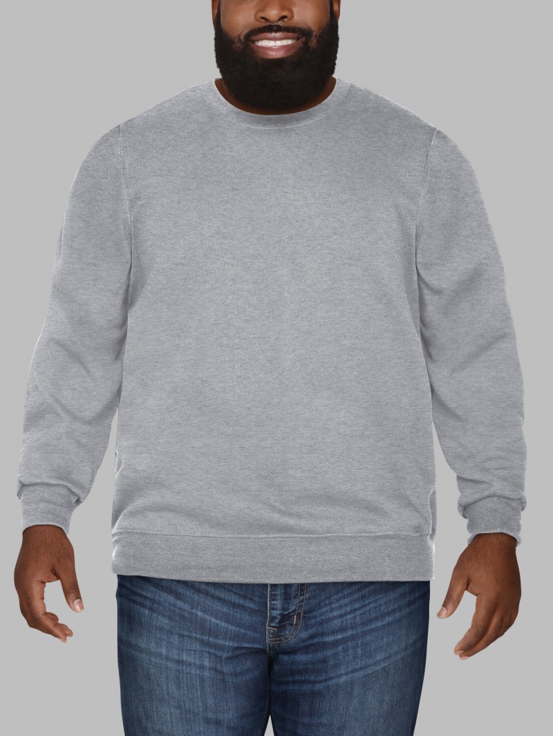 Men's Fruit Of The Loom Big Eversoft® Fleece Crew Sweatshirt Grey | HBG570298