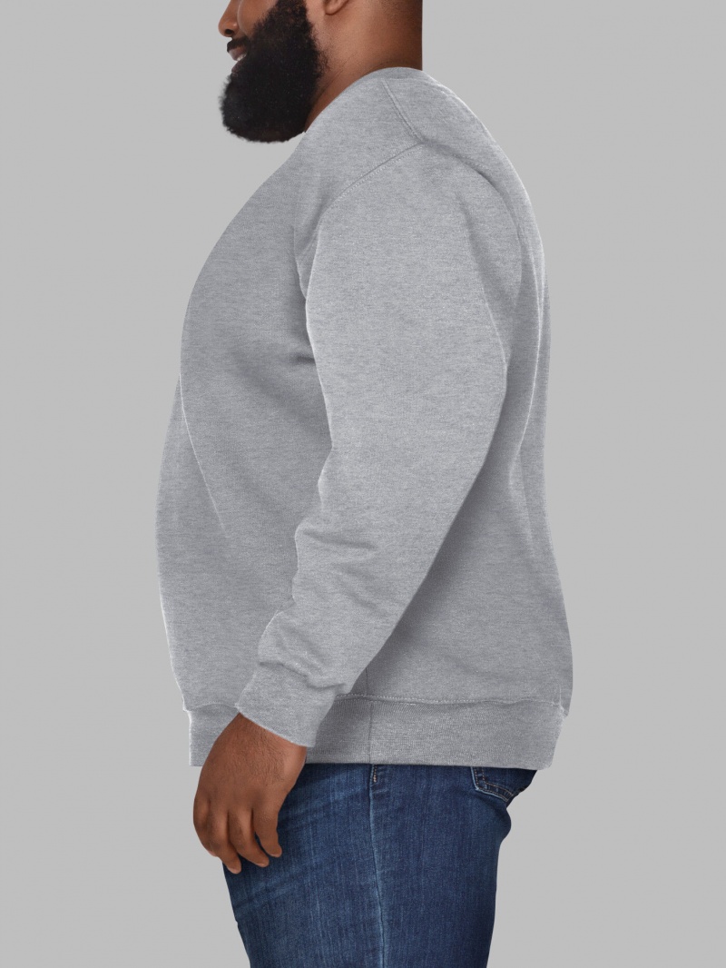 Men's Fruit Of The Loom Big Eversoft® Fleece Crew Sweatshirt Grey | HBG570298