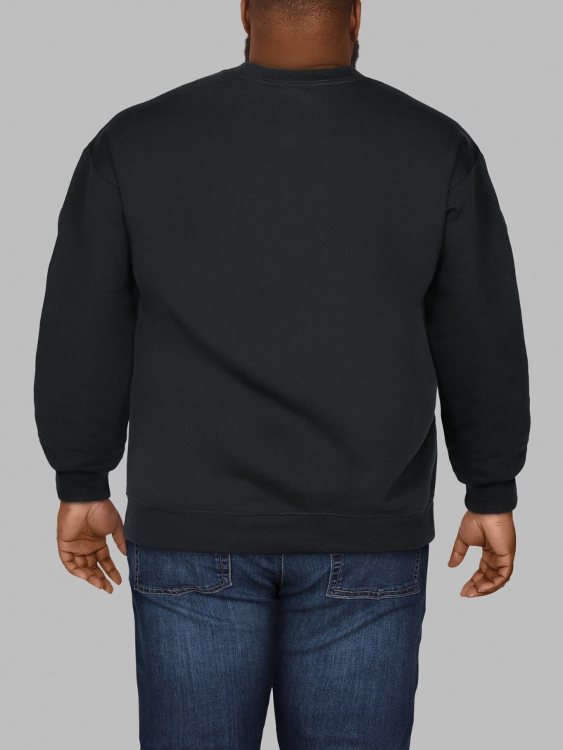 Men's Fruit Of The Loom Big Eversoft® Fleece Crew Sweatshirt Rich Black | CVU942761