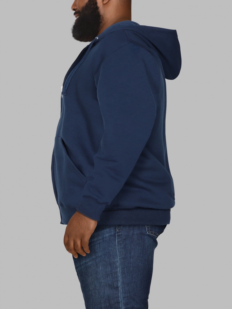 Men's Fruit Of The Loom Big Eversoft® Fleece Full Zip Hoodie Blue Cove | RAX470918