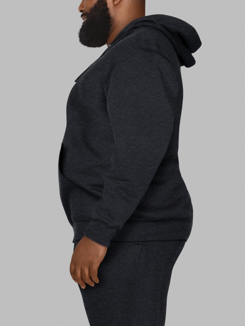 Men's Fruit Of The Loom Big Eversoft® Fleece Pullover Hoodie Black | CFS804729