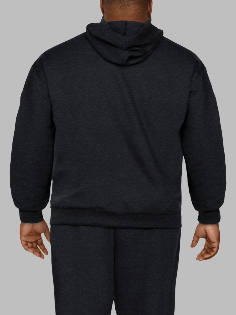 Men's Fruit Of The Loom Big Eversoft® Fleece Pullover Hoodie Black | CFS804729