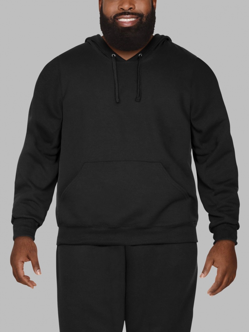 Men's Fruit Of The Loom Big Eversoft® Fleece Pullover Hoodie Rich Black | KUY236915