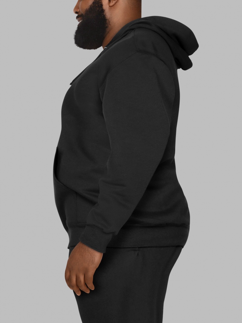 Men's Fruit Of The Loom Big Eversoft® Fleece Pullover Hoodie Rich Black | KUY236915