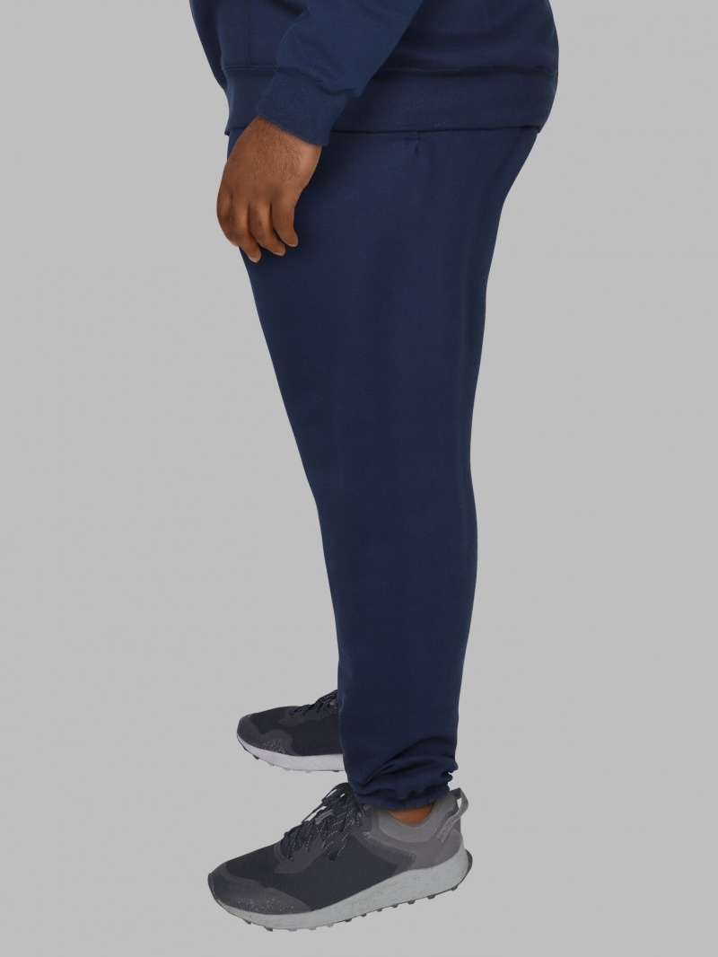 Men's Fruit Of The Loom Big Eversoft® Fleece Elastic Bottom Sweatpants Navy | UJE109845