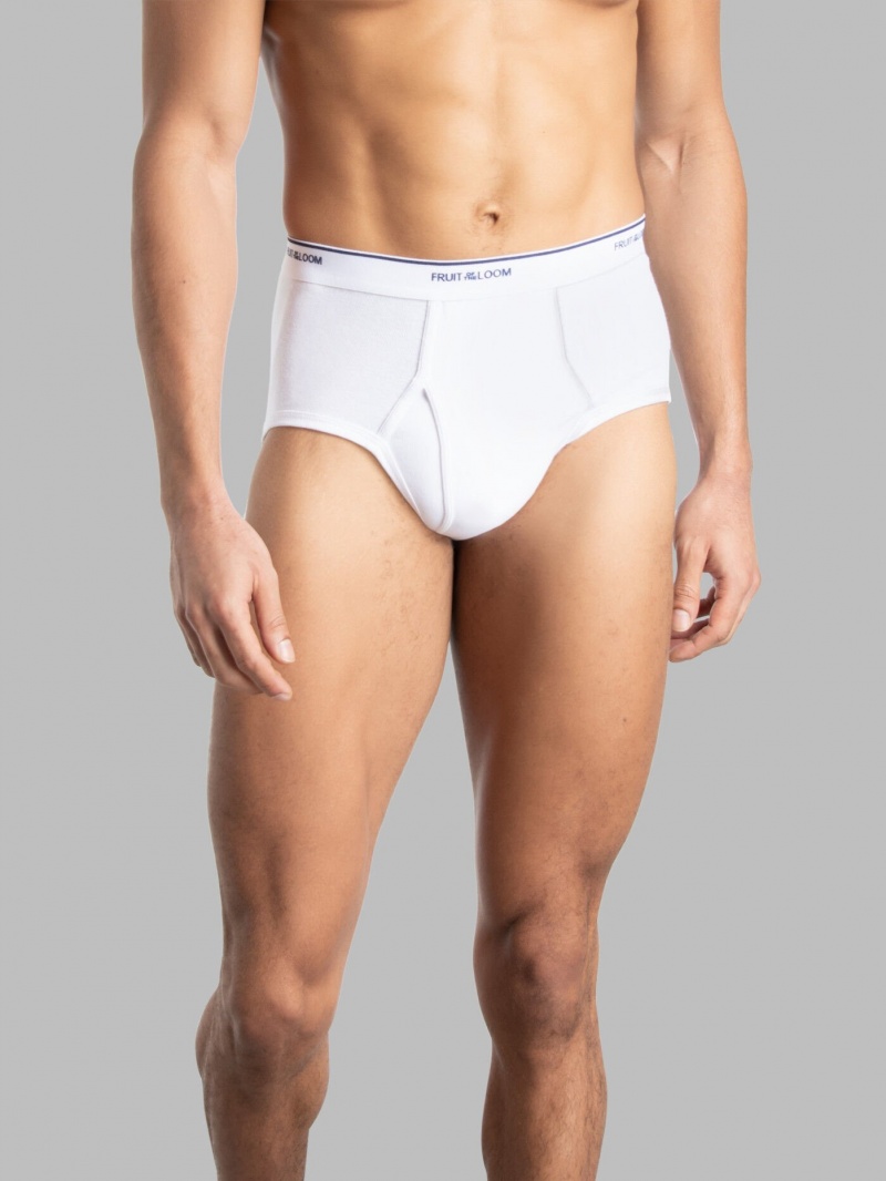 Men's Fruit Of The Loom Cotton, Extended Sizes 8 Pack Briefs White | NXK167985