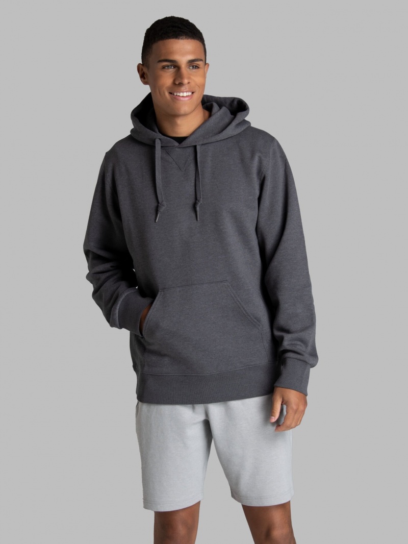 Men\'s Fruit Of The Loom Crafted Comfort Favorite Fleece Hoodie Charcoal | MNF086231