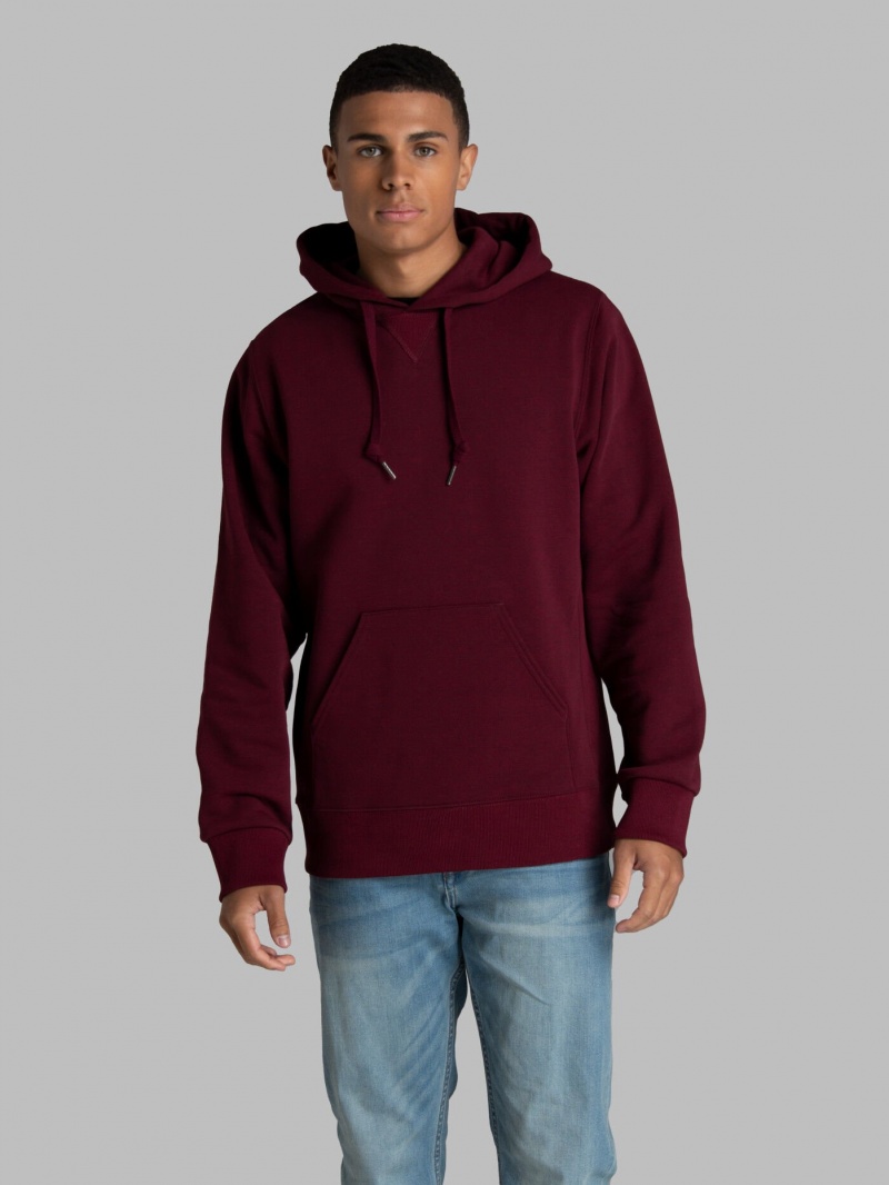 Men\'s Fruit Of The Loom Crafted Comfort Favorite Fleece Hoodie Maroon | RPV526917