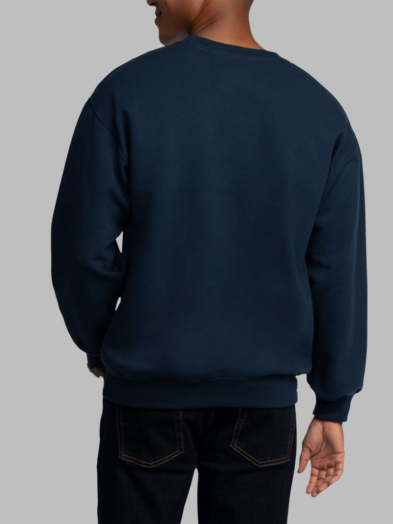 Men's Fruit Of The Loom EverSoft® Fleece Crew Sweatshirt Navy | XLO271045