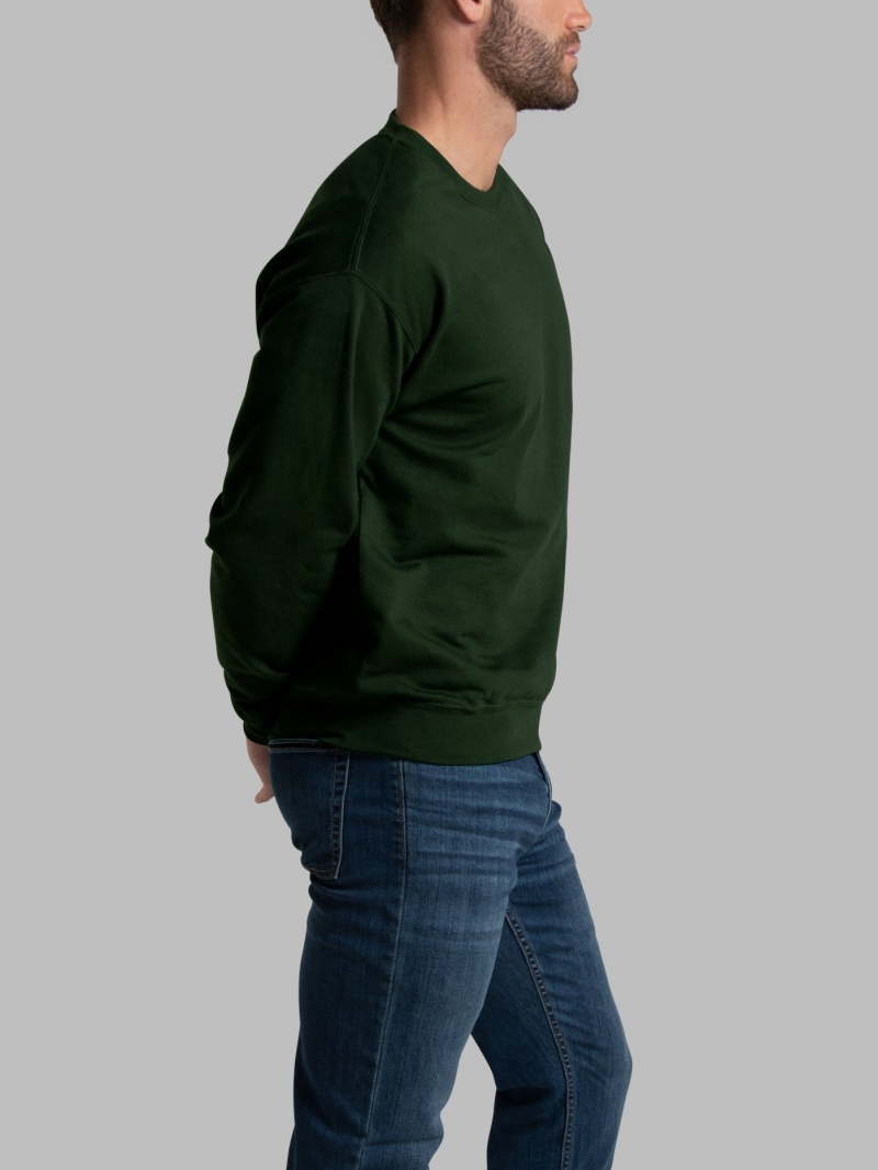 Men's Fruit Of The Loom EverSoft® Fleece Crew Sweatshirt Duffle Bag Green | FLM251839