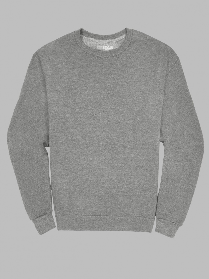 Men's Fruit Of The Loom EverSoft® Fleece Crew Sweatshirt Grey | XBM150784