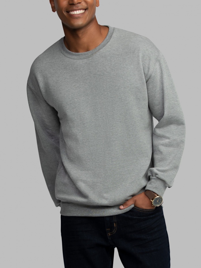 Men's Fruit Of The Loom EverSoft® Fleece Crew Sweatshirt Grey | XBM150784