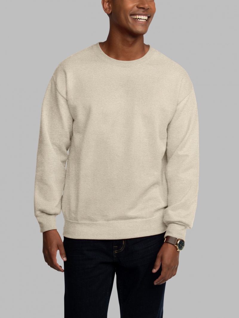 Men's Fruit Of The Loom EverSoft® Fleece Crew Sweatshirt Khaki | VPG962418