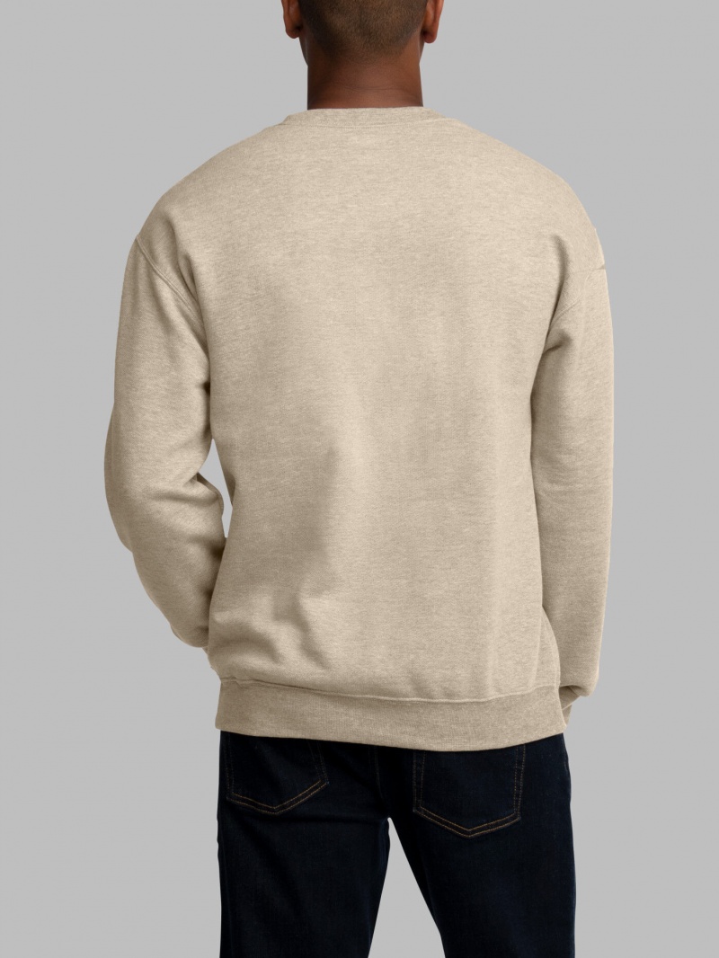 Men's Fruit Of The Loom EverSoft® Fleece Crew Sweatshirt Khaki | VPG962418