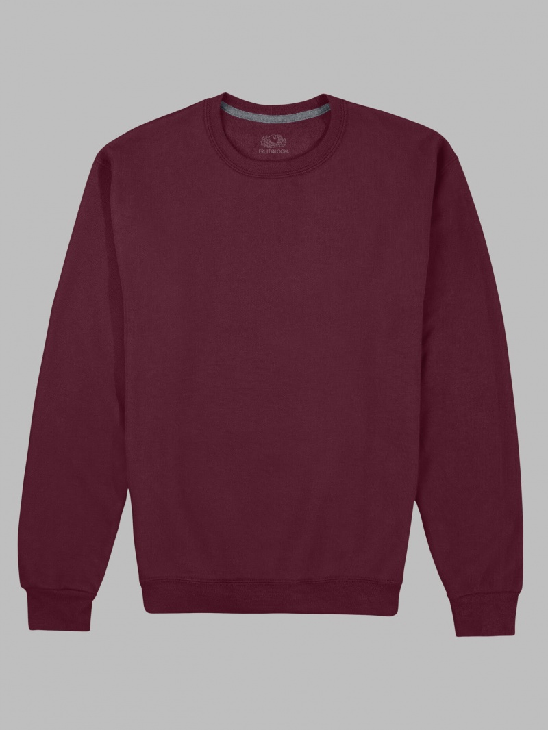 Men's Fruit Of The Loom EverSoft® Fleece Crew Sweatshirt Maroon | FQN741892