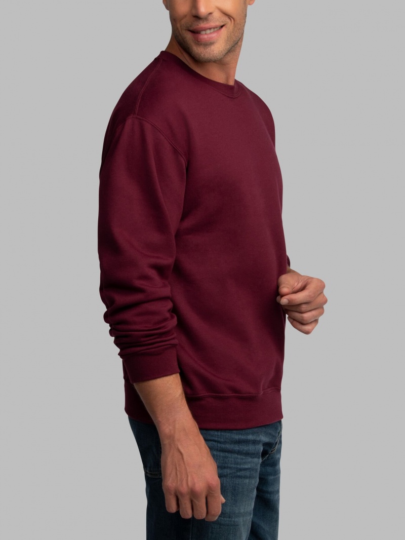 Men's Fruit Of The Loom EverSoft® Fleece Crew Sweatshirt Maroon | FQN741892