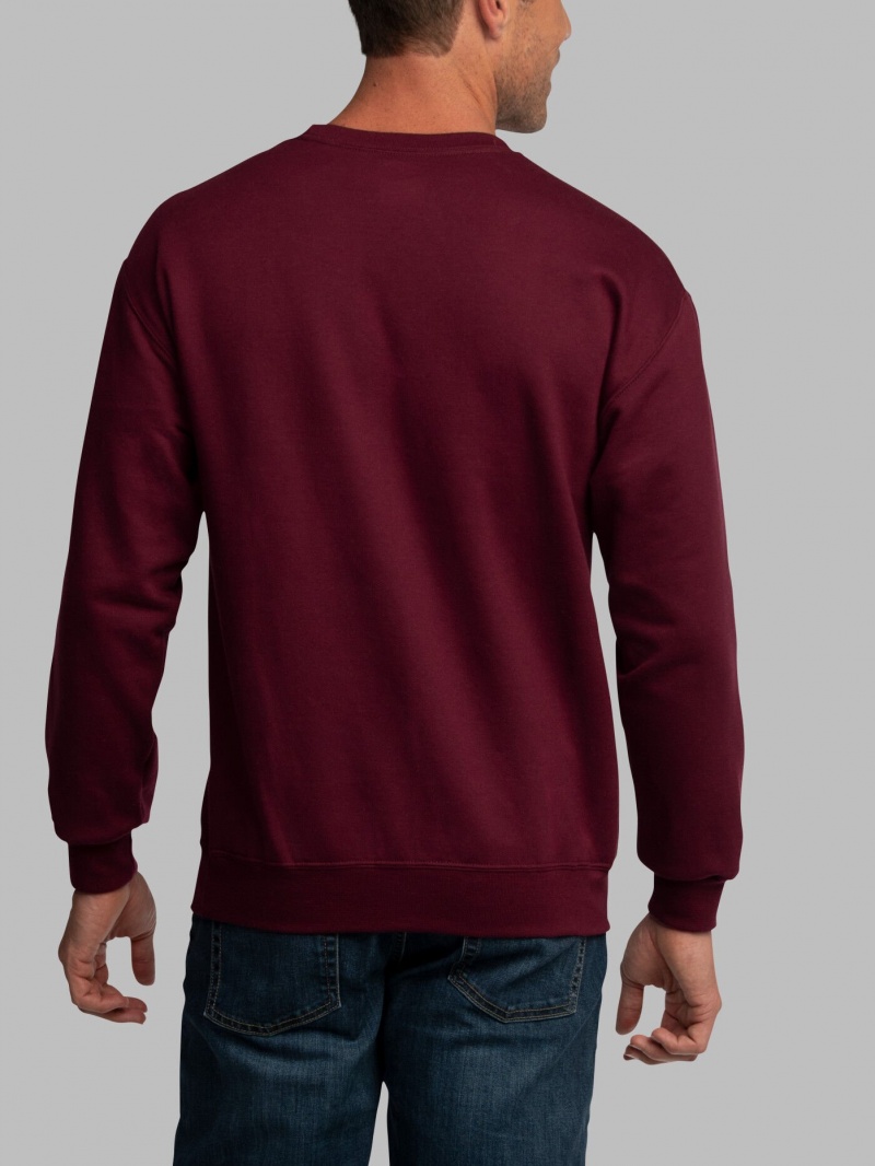 Men's Fruit Of The Loom EverSoft® Fleece Crew Sweatshirt Maroon | FQN741892