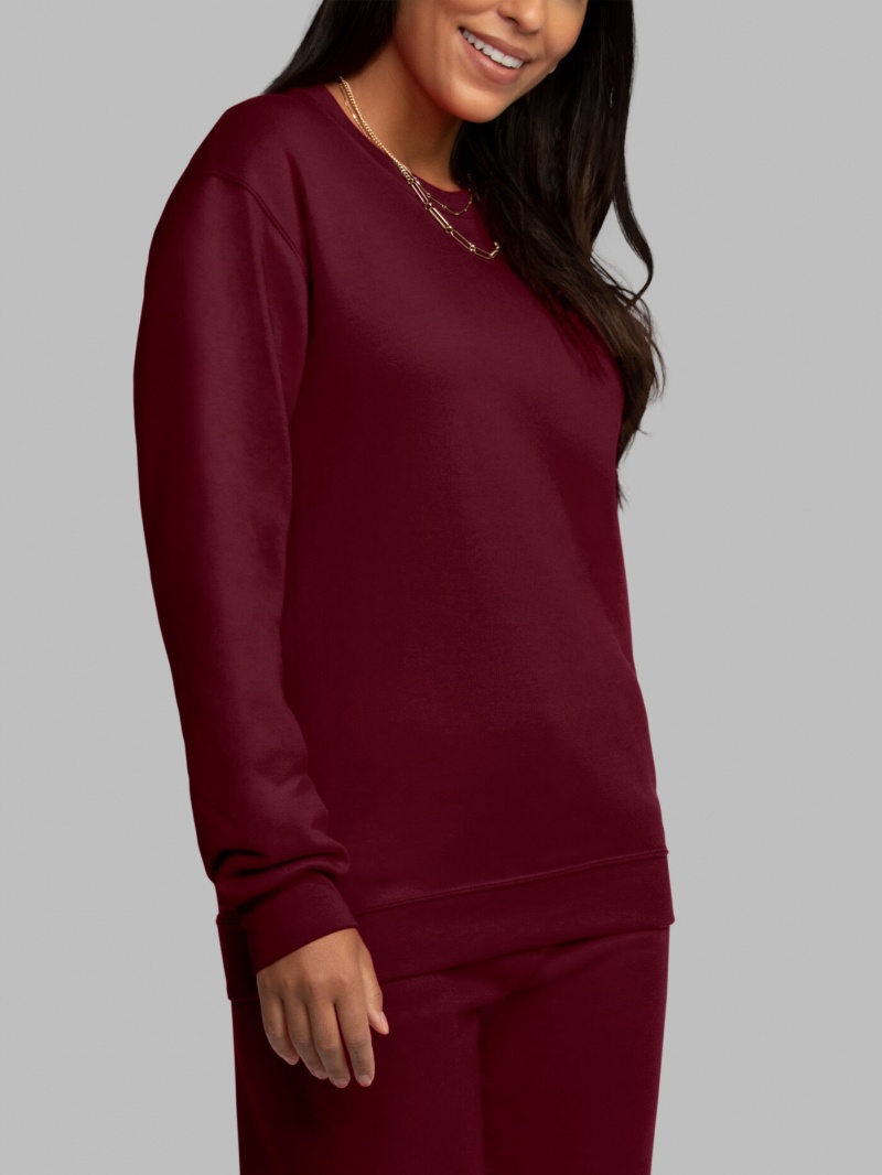 Men's Fruit Of The Loom EverSoft® Fleece Crew Sweatshirt Maroon | FQN741892