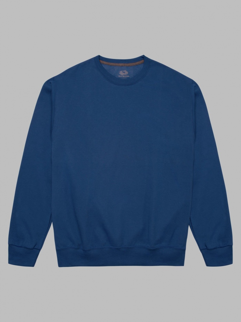 Men's Fruit Of The Loom EverSoft® Fleece Crew Sweatshirt Mel Blue | ORC067984