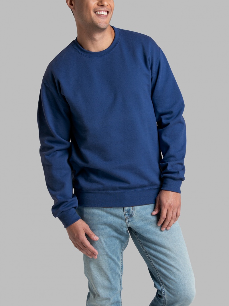 Men's Fruit Of The Loom EverSoft® Fleece Crew Sweatshirt Mel Blue | ORC067984