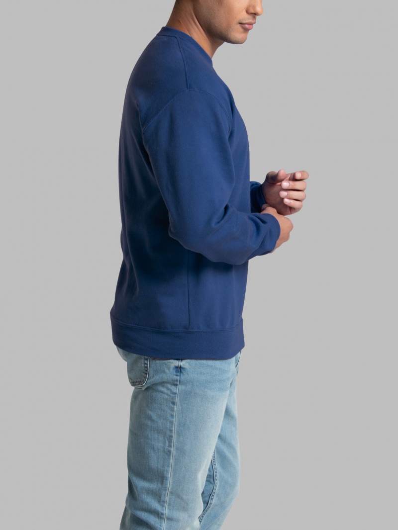 Men's Fruit Of The Loom EverSoft® Fleece Crew Sweatshirt Mel Blue | ORC067984