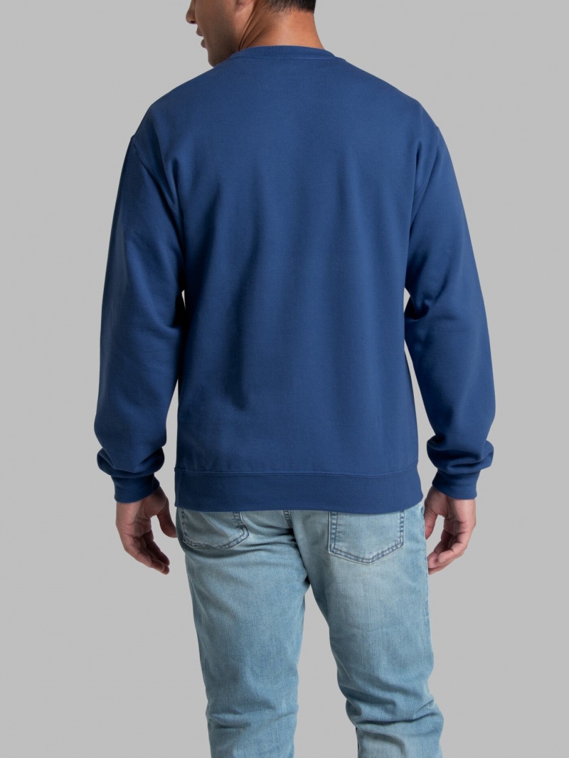 Men's Fruit Of The Loom EverSoft® Fleece Crew Sweatshirt Mel Blue | ORC067984