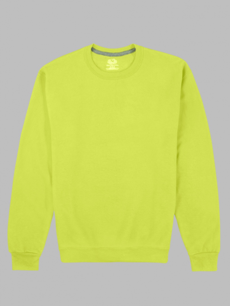 Men's Fruit Of The Loom EverSoft® Fleece Crew Sweatshirt Safety Green | WZF938260