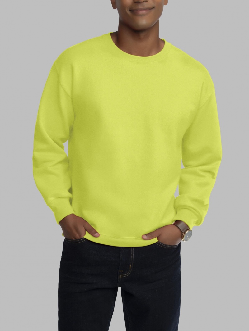 Men's Fruit Of The Loom EverSoft® Fleece Crew Sweatshirt Safety Green | WZF938260