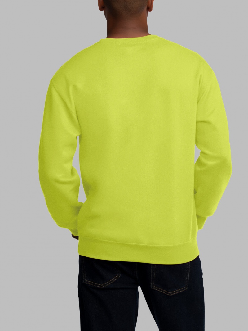 Men's Fruit Of The Loom EverSoft® Fleece Crew Sweatshirt Safety Green | WZF938260