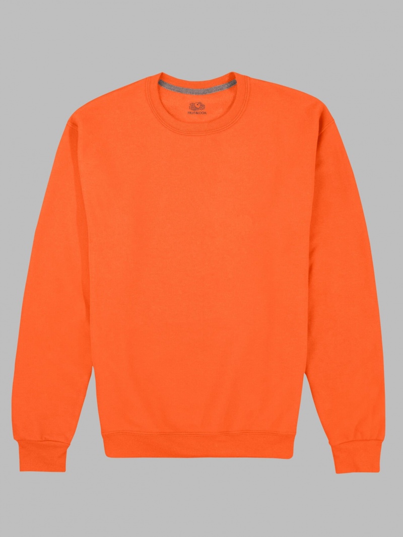 Men's Fruit Of The Loom EverSoft® Fleece Crew Sweatshirt Safety Orange | AHB197803