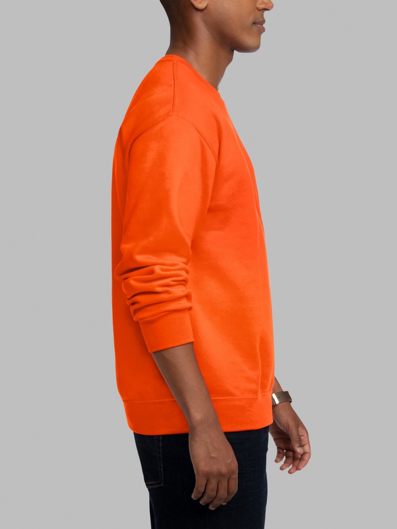 Men's Fruit Of The Loom EverSoft® Fleece Crew Sweatshirt Safety Orange | AHB197803