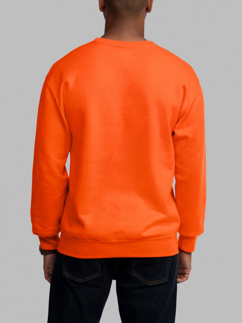 Men's Fruit Of The Loom EverSoft® Fleece Crew Sweatshirt Safety Orange | AHB197803