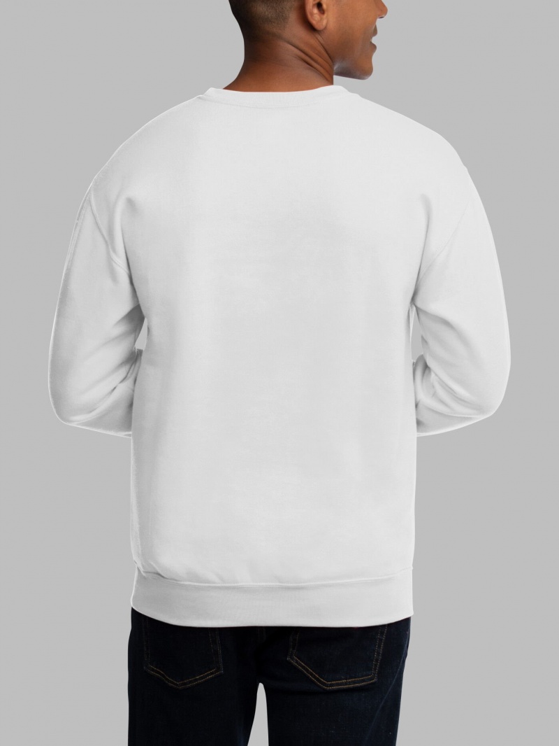 Men's Fruit Of The Loom EverSoft® Fleece Crew Sweatshirt White | NIY352810