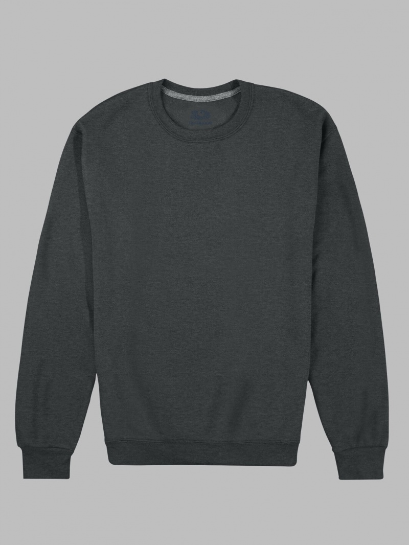 Men's Fruit Of The Loom EverSoft® Fleece Crew, Extended Sizes Sweatshirt Black | NFC726104