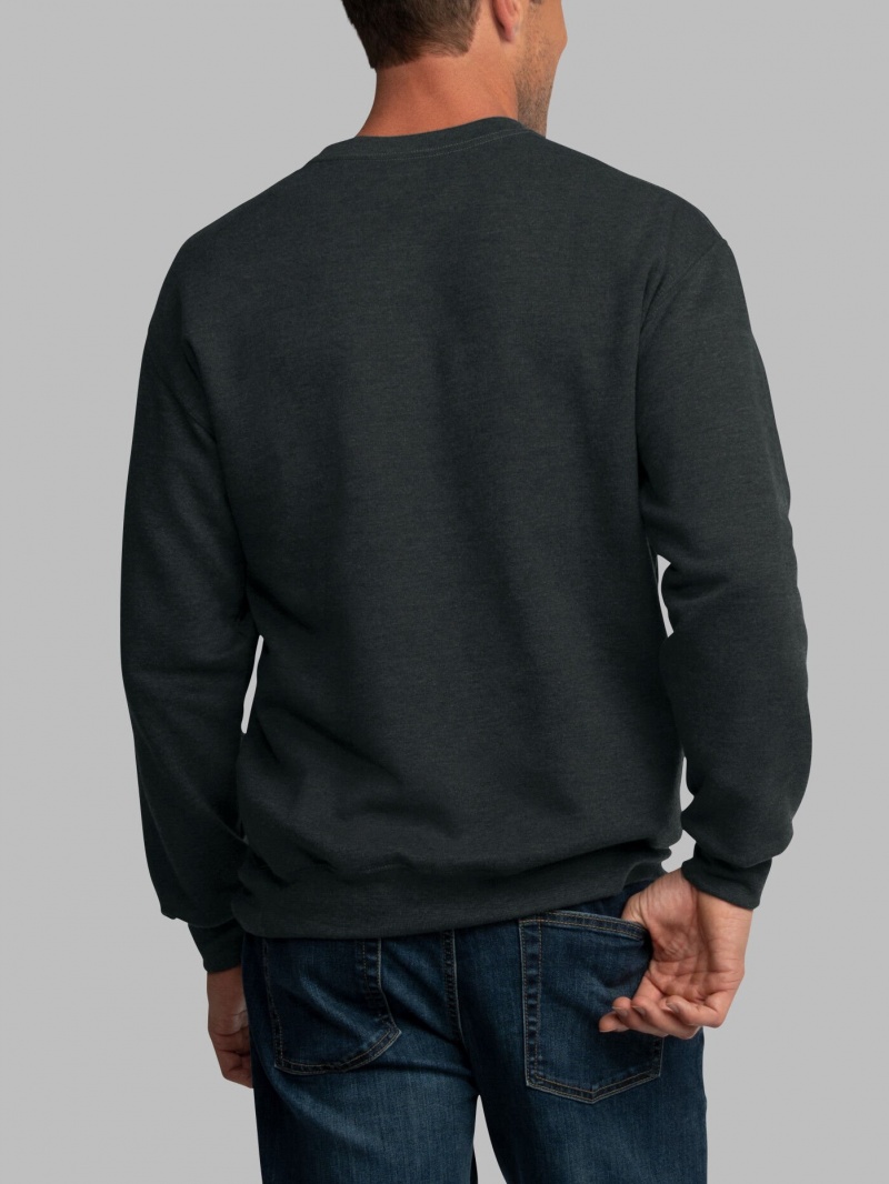 Men's Fruit Of The Loom EverSoft® Fleece Crew, Extended Sizes Sweatshirt Black | NFC726104