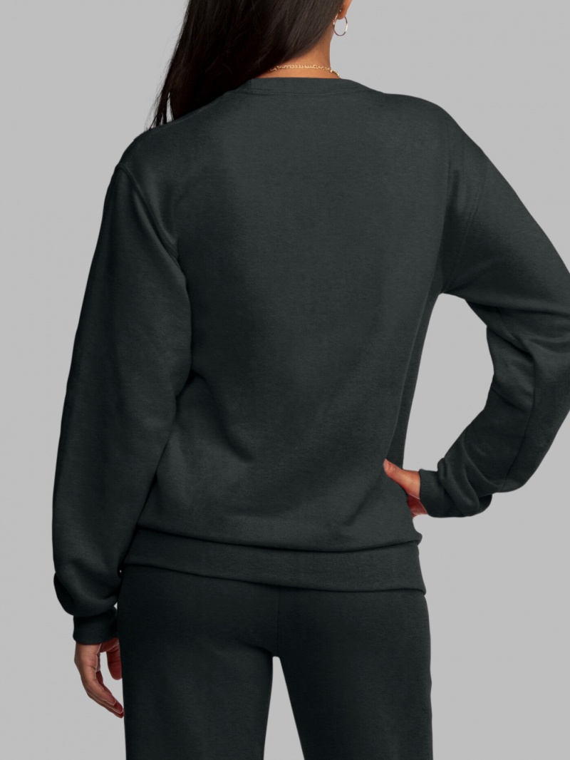 Men's Fruit Of The Loom EverSoft® Fleece Crew, Extended Sizes Sweatshirt Black | NFC726104