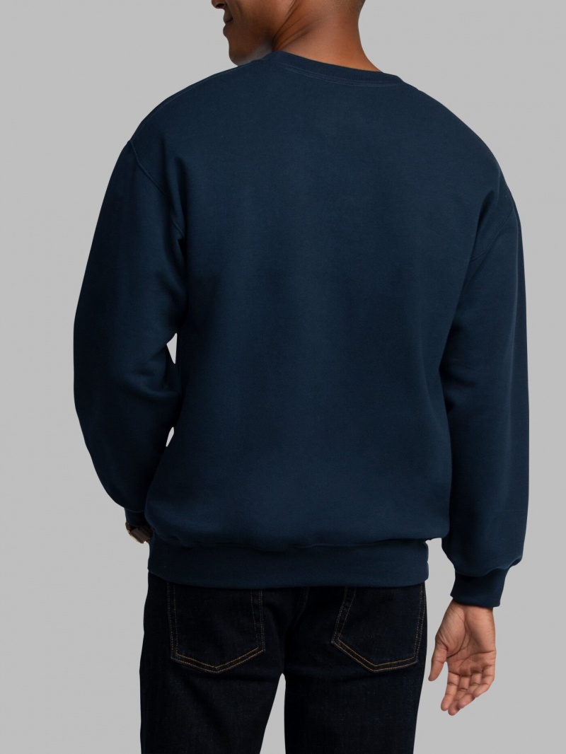 Men's Fruit Of The Loom EverSoft® Fleece Crew, Extended Sizes Sweatshirt Navy | OZV461098