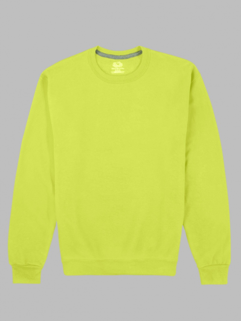 Men's Fruit Of The Loom EverSoft® Fleece Crew, Extended Sizes Sweatshirt Safety Green | YGM931608