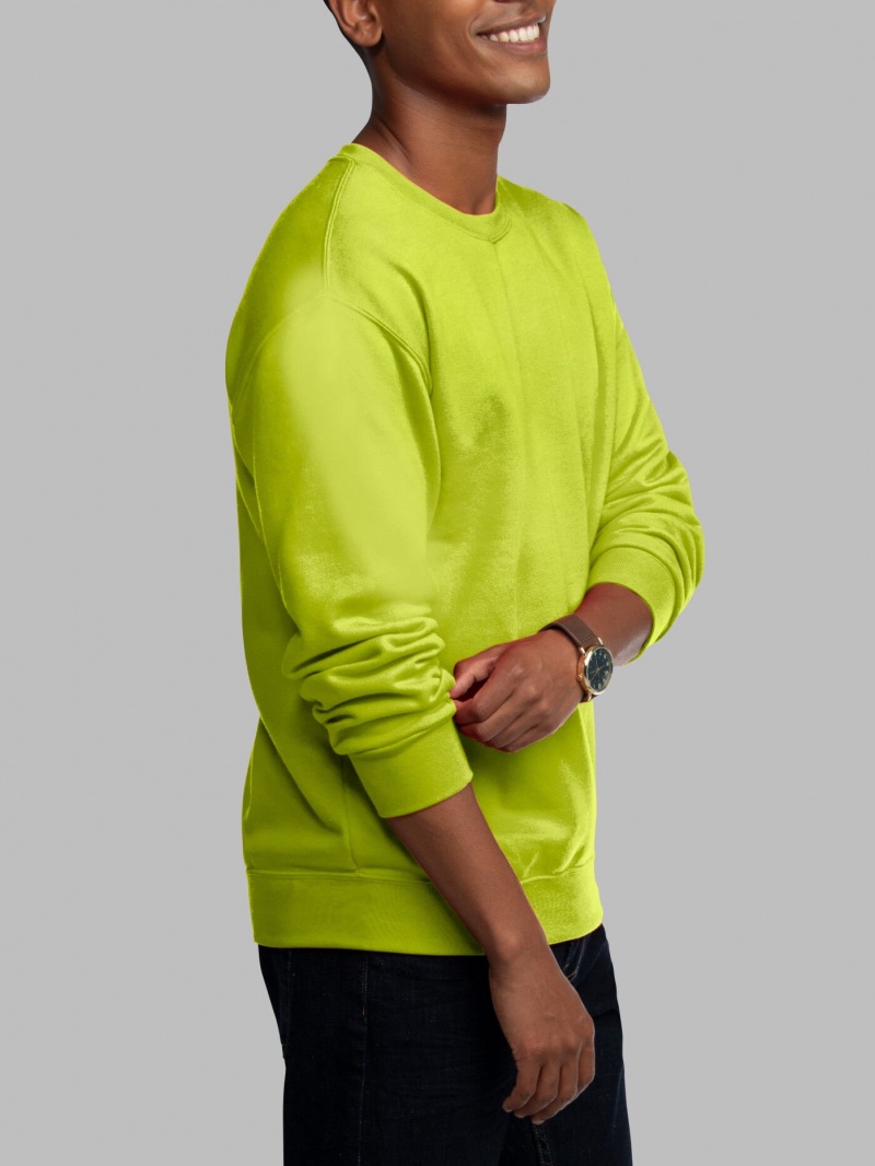 Men's Fruit Of The Loom EverSoft® Fleece Crew, Extended Sizes Sweatshirt Safety Green | YGM931608