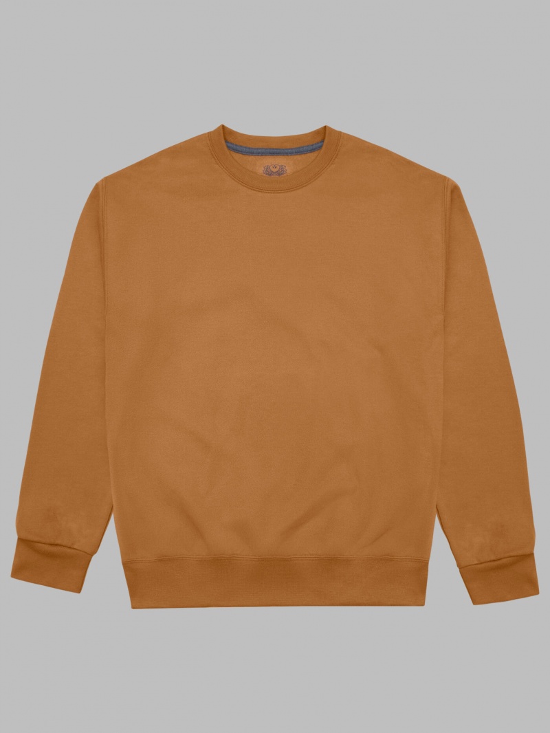 Men's Fruit Of The Loom EverSoft® Fleece Crew, Extended Sizes Sweatshirt Golden Pecan | YUM351904