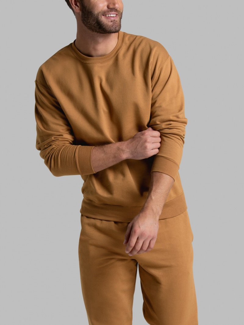 Men's Fruit Of The Loom EverSoft® Fleece Crew, Extended Sizes Sweatshirt Golden Pecan | YUM351904