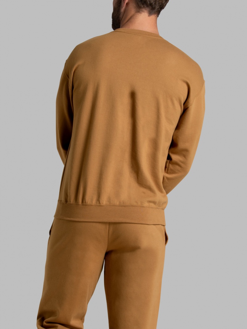 Men's Fruit Of The Loom EverSoft® Fleece Crew, Extended Sizes Sweatshirt Golden Pecan | YUM351904