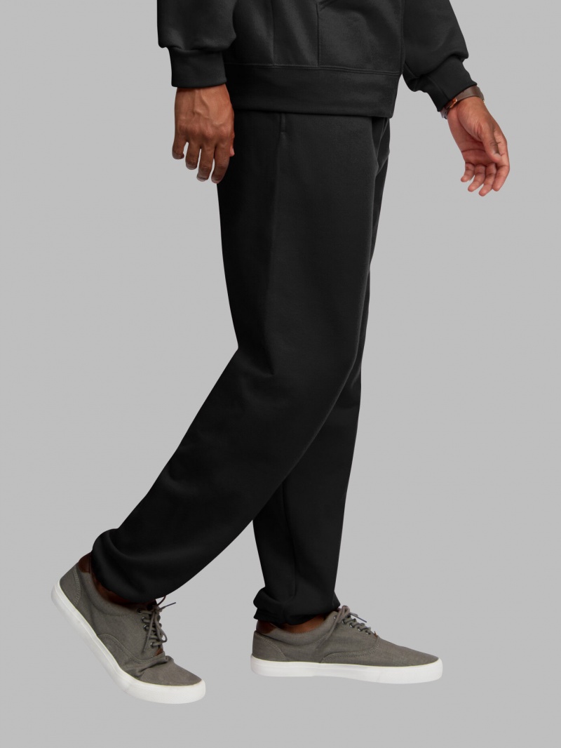 Men's Fruit Of The Loom EverSoft® Fleece Elastic Bottom Sweatpants Black | KOP534270