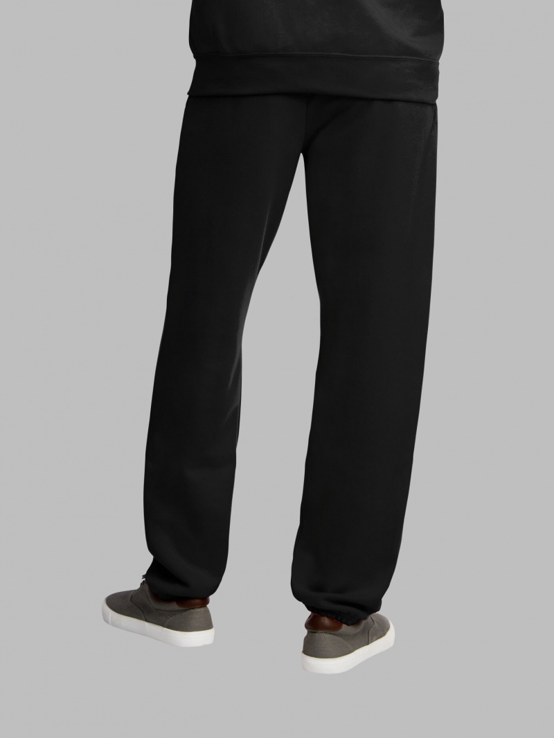 Men's Fruit Of The Loom EverSoft® Fleece Elastic Bottom Sweatpants Black | KOP534270