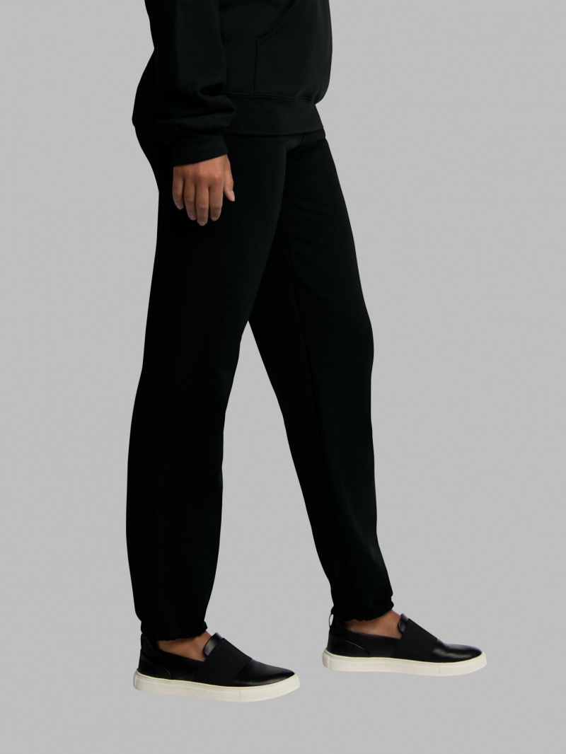 Men's Fruit Of The Loom EverSoft® Fleece Elastic Bottom Sweatpants Black | KOP534270