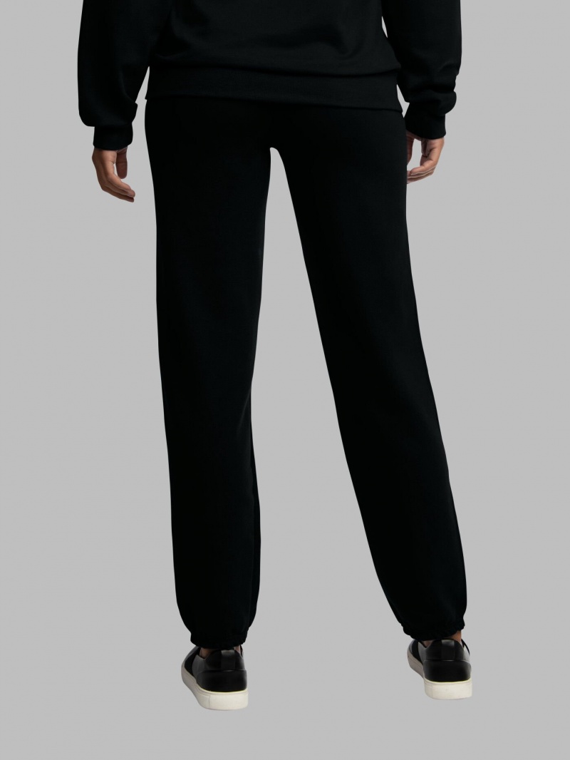 Men's Fruit Of The Loom EverSoft® Fleece Elastic Bottom Sweatpants Black | KOP534270