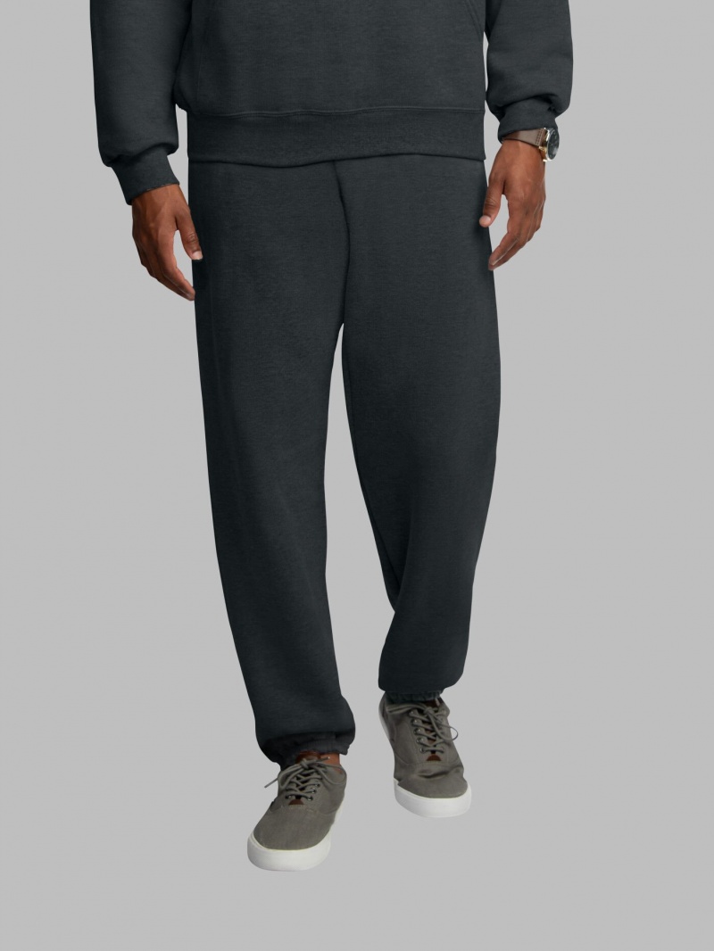 Men's Fruit Of The Loom EverSoft® Fleece Elastic Bottom Sweatpants Black | ZXW803795