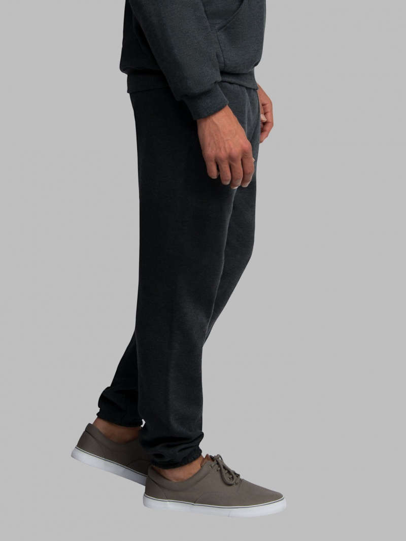 Men's Fruit Of The Loom EverSoft® Fleece Elastic Bottom Sweatpants Black | ZXW803795