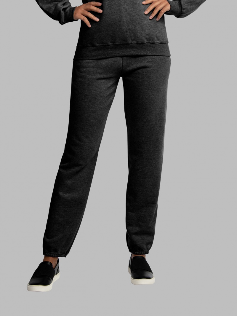 Men's Fruit Of The Loom EverSoft® Fleece Elastic Bottom Sweatpants Black | ZXW803795